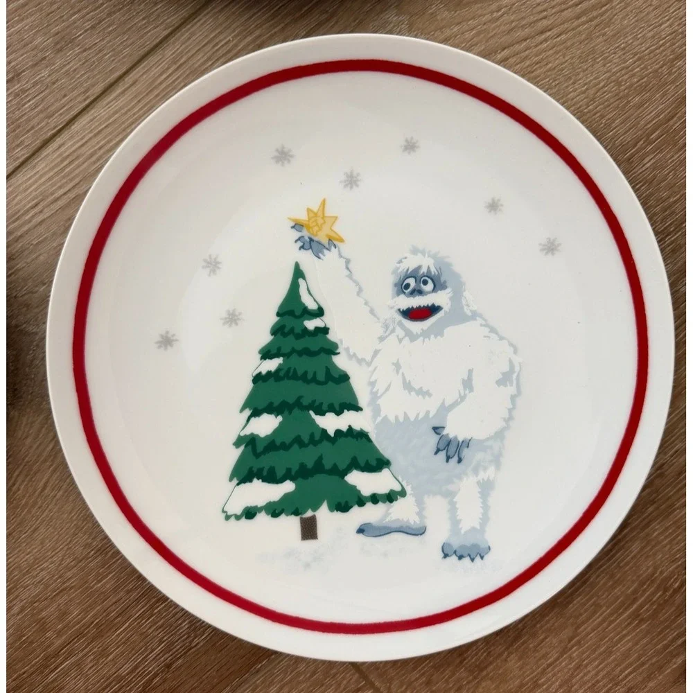Pottery Barn Kids Rudolph Santa Ceramic Christmas Plates Set of 4 9.5